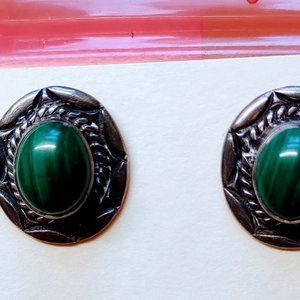 Sterling silver Malachite earrings